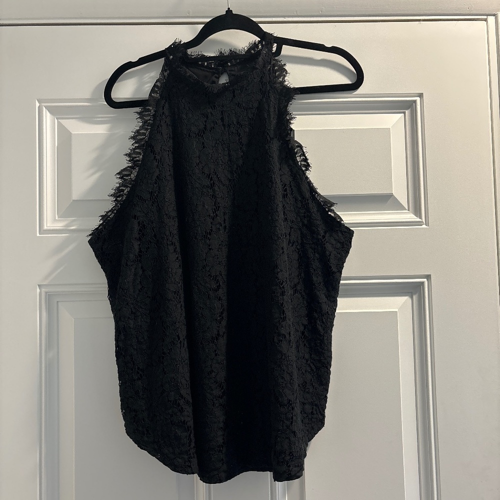 Black Lace High Neck Top